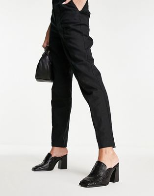 Truffle Collection mid block mule loafers in black