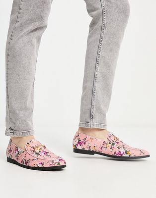 Truffle Collection slipper snaffle loafers in floral print-Multi