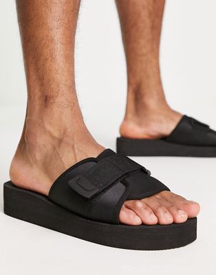 Truffle Collection sporty padded tech sandals in black