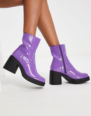 Truffle Collection square toe heeled ankle boots in purple