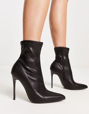 Truffle Collection stiletto heel sock boots in black