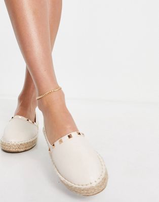 Truffle Collection studded espadrille shoes in beige-Neutral