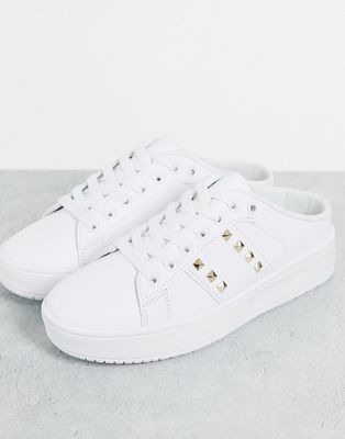 Truffle Collection studded flatform slip on mule sneakers in white