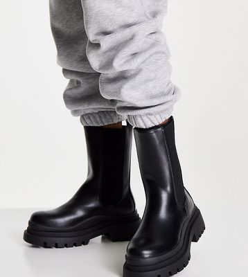 Truffle Collection wide fit chunky chelsea boots in black