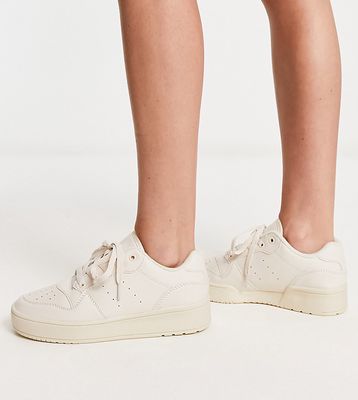 Truffle Collection Wide Fit chunky flatform sneakers in beige drench-Neutral