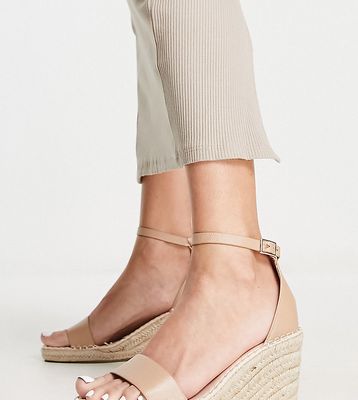 Truffle Collection Wide Fit espadrille wedges in beige-Neutral
