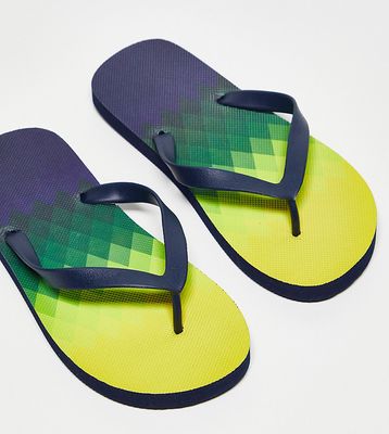 Truffle Collection wide fit flip flops in ombre-Multi