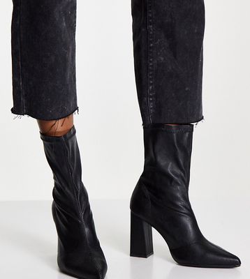 Truffle Collection wide fit heeled sock boots in black