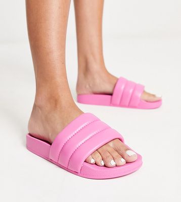 Truffle Collection Wide Fit pool slide in bright pink