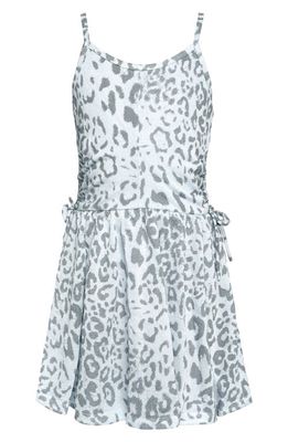 Truly Me Animal Print Side Ruched Dress in Gray Multi