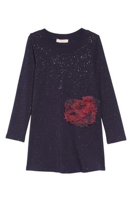 Truly Me Glitter T-Shirt Dress in Navy