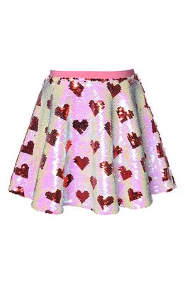 Truly Me Kids' Flip Sequin Heart A-Line Skirt in Pink Multi