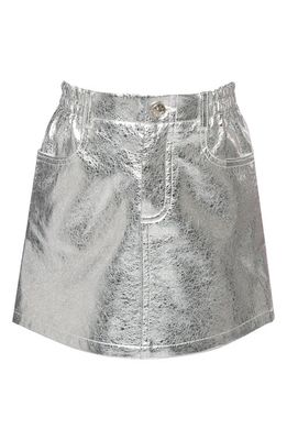 Truly Me Kid's Metallic Faux Leather Skirt in Silver