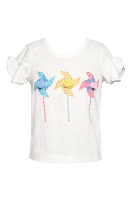Truly Me Kids' Pinwheel Print Ruffle Sleeve T-Shirt in White Multi