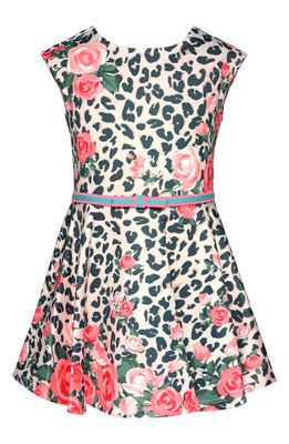 Truly Me Kids' Print Cap Sleeve Dress in Pink Multi