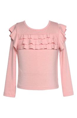 Truly Me Kids' Ruffle Accent Cotton T-Shirt in Pink