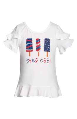 Truly Me Kids' Stay Cool Embellished Graphic Tee in White Multi
