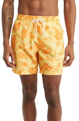Trunks Surf & Swim Co. Sano Swim Trunks in Hibiscus Fern Palm Orange