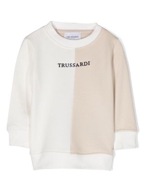 TRUSSARDI JUNIOR colour-block cotton sweatshirt - White