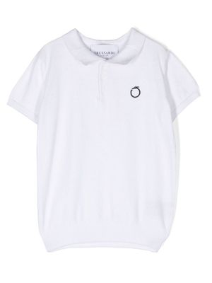 TRUSSARDI JUNIOR embroidered-logo cotton polo shirt - White