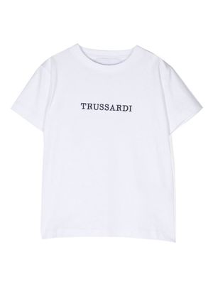 TRUSSARDI JUNIOR embroidered-logo cotton T-Shirt - White