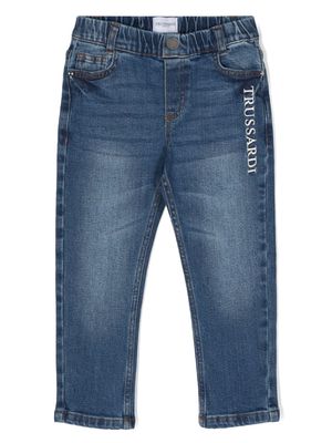 TRUSSARDI JUNIOR embroidered-logo jeans - Blue