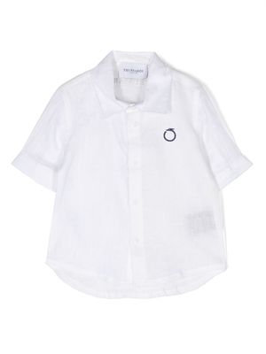 TRUSSARDI JUNIOR embroidered-logo linen shirt - White