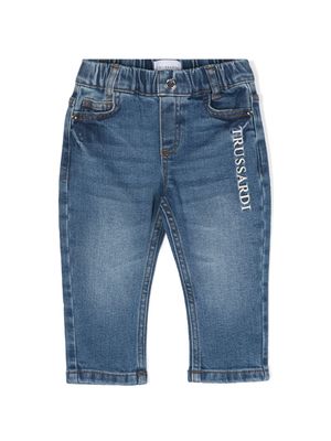 TRUSSARDI JUNIOR logo-embroidered tapered jeans - Blue