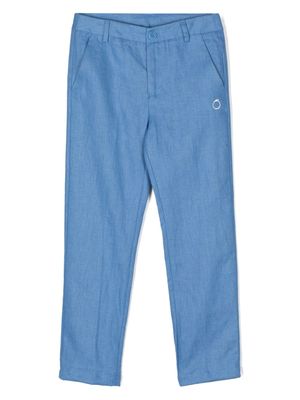 TRUSSARDI JUNIOR logo-embroidered tapered leg trousers - Blue