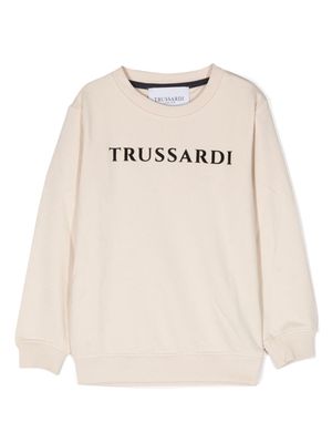 TRUSSARDI JUNIOR logo-print cotton sweatshirt - Neutrals