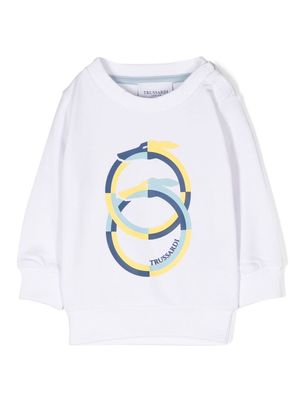 TRUSSARDI JUNIOR logo-print cotton sweatshirt - White