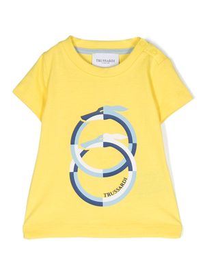 TRUSSARDI JUNIOR logo-print detail T-shirt - Yellow