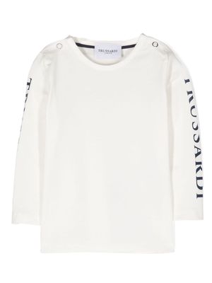 TRUSSARDI JUNIOR logo-print long-sleeve T-shirt - White