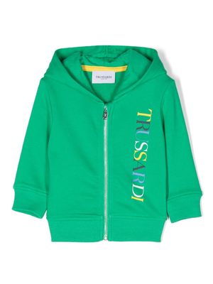 TRUSSARDI JUNIOR zip-up cotton hoodie - Green