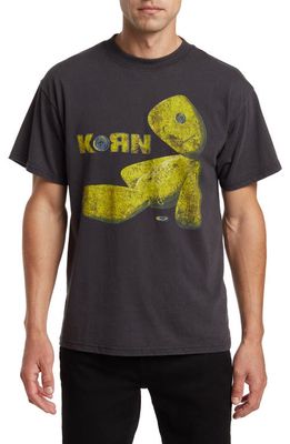 TRUST THE UNIVERSE Korn Doll Graphic T-Shirt in Black Washed