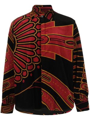 TSAU art deco-print velvet shirt - Black