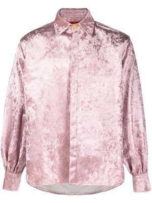 TSAU crushed velvet long-sleeves shirt - Pink