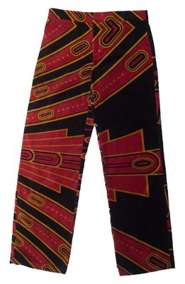 TSAU Deco Velveteen Trousers in Red/black