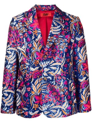TSAU sequin-floral-embroidery jacket - Blue