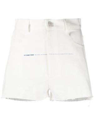 TTSWTRS logo-print denim shorts - White