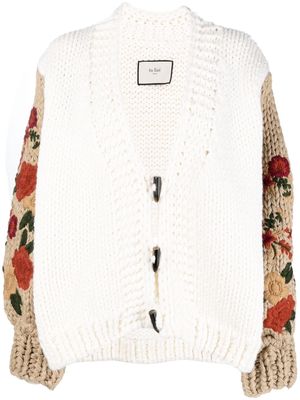 TU LIZE' floral-crochet two-tone cardigan - Neutrals