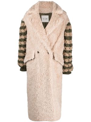 TU LIZE' notched-lapels fleece-texture coat - Neutrals
