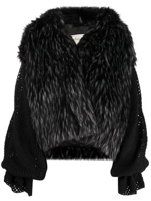 TU LIZE' oversized faux fur jacket - Black