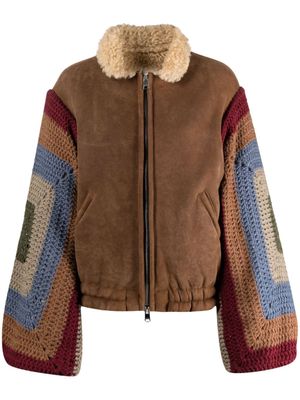 TU LIZE' patchwork panelled bomber jacket - Brown