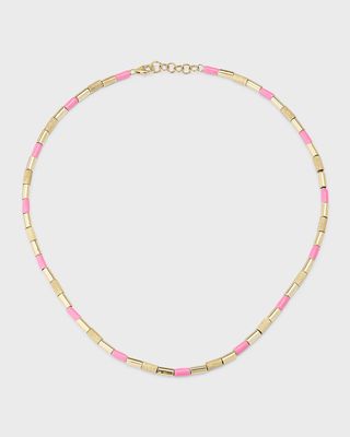 Tubini Bubblegum Pink Enamel Necklace