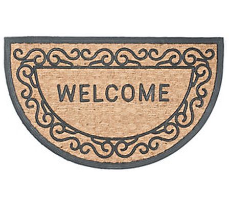 Tuffcor Half Round Welcome Scroll Coir and Rubb er Doormat