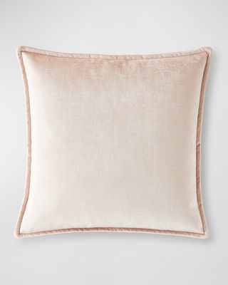 Tulip Embroidered Velvet Pillow, 20" Square
