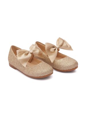 Tulleen bow-detail ballerina shoes - Gold