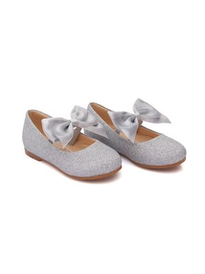 Tulleen bow-detail ballerina shoes - Silver