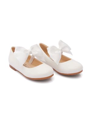 Tulleen bow-detail ballerina shoes - White